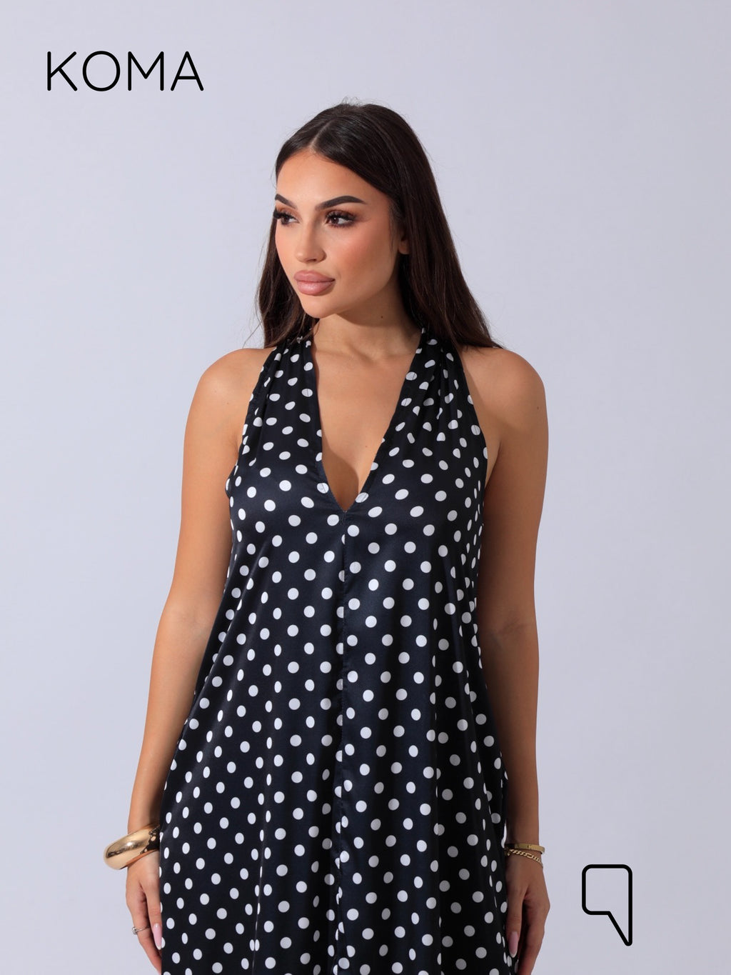 Paulina V Neck Maxi Dress - Black Polkadots