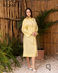 Abigail Midi pleated Shirt Dress - Yellow