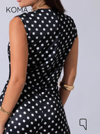 Dahlia Flared Jumpsuit - Polkadots Black