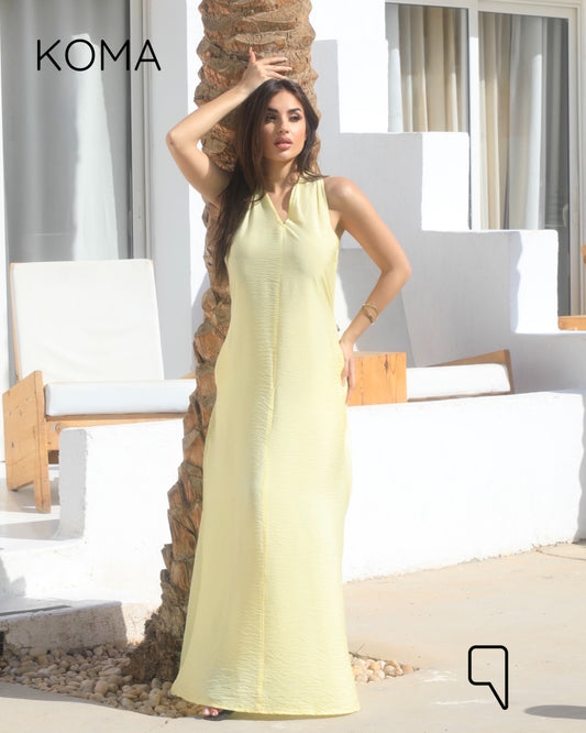 Paulina V Neck Maxi Dress - Yellow