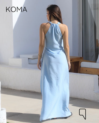 Paulina V Neck Maxi Dress - Baby Blue