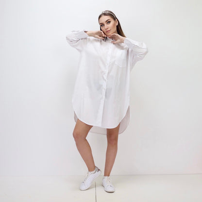 Oversized Shirt Dress - White