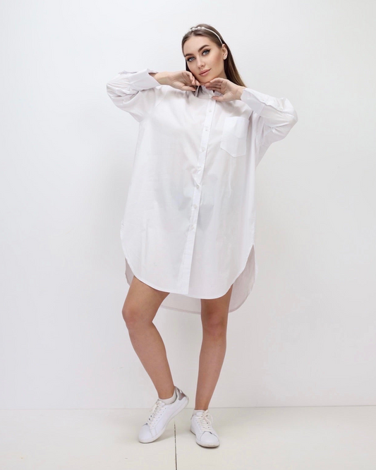 Oversized Shirt Dress - White