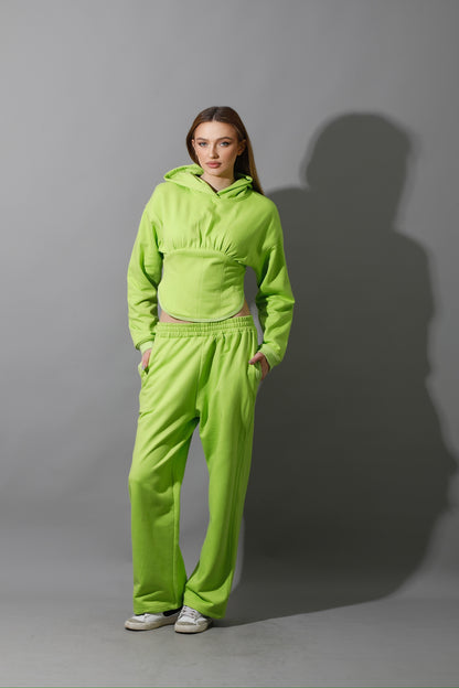 Corset Hoodie Set - Lime Green