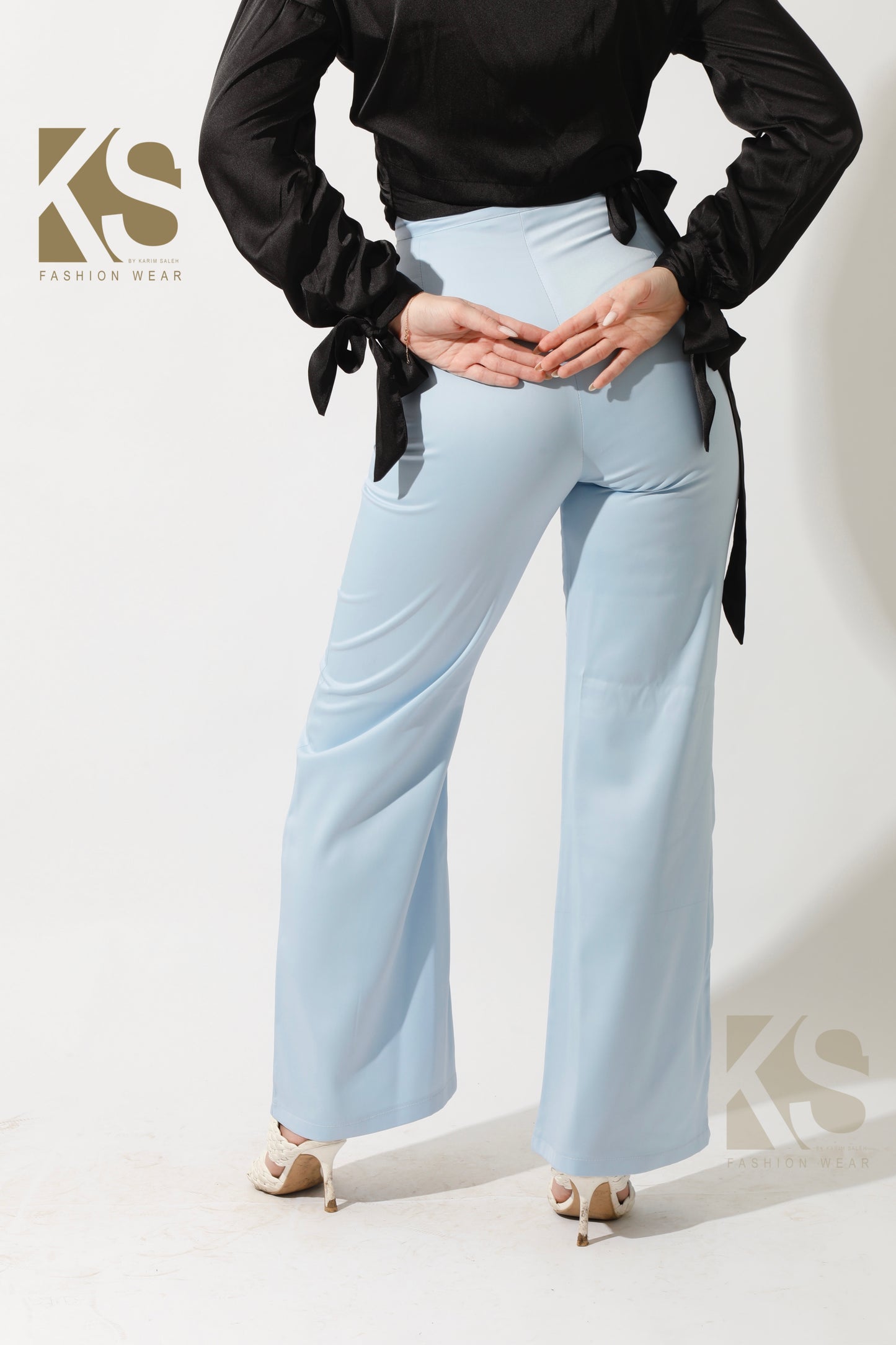 Front Slit Trousers - Sky Blue