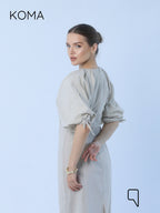 Eve Puff Sleeve Dress - Beige