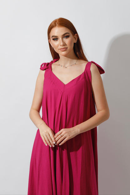 Tied Up Lose Jumpsuit - Barbie Pink