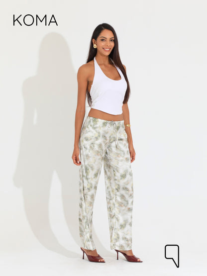 Elsie Lose Fit Trousers - Multicolored Olive
