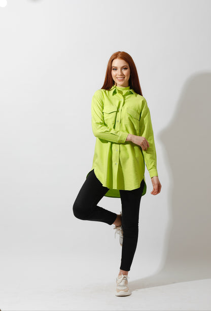 Shirt ‏with Two Pockets - Lime Green