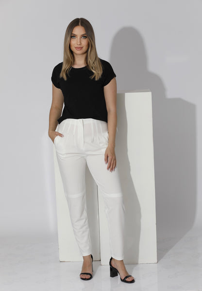 High Waist Trousers - White