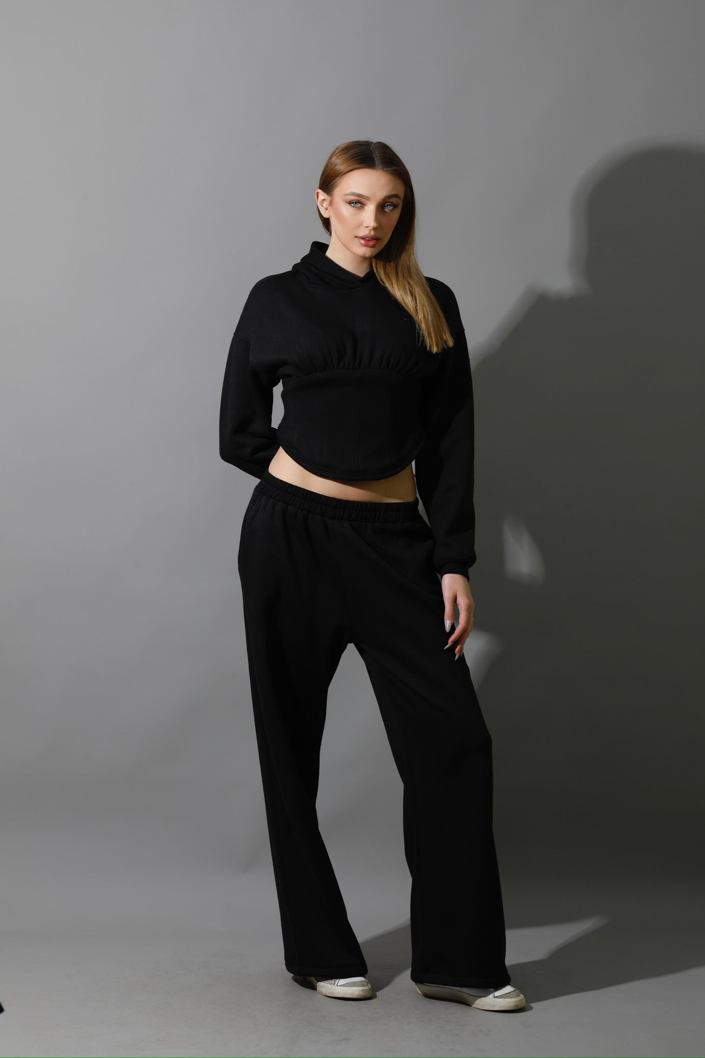 Corset Hoodie Set - Black