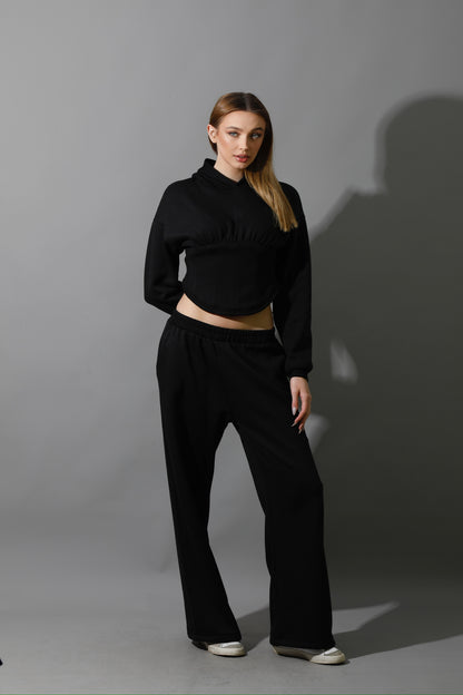 Corset Hoodie Set - Black