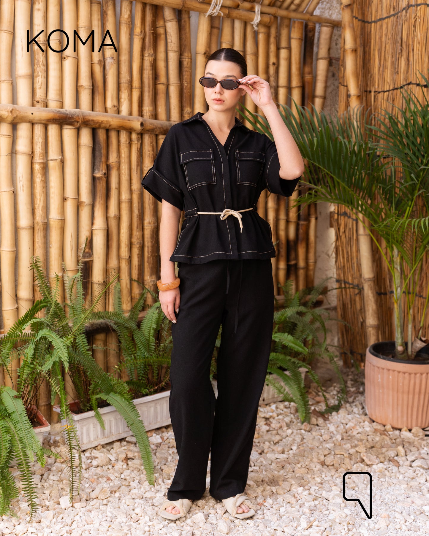 Leilani Stitched Shirt - Black