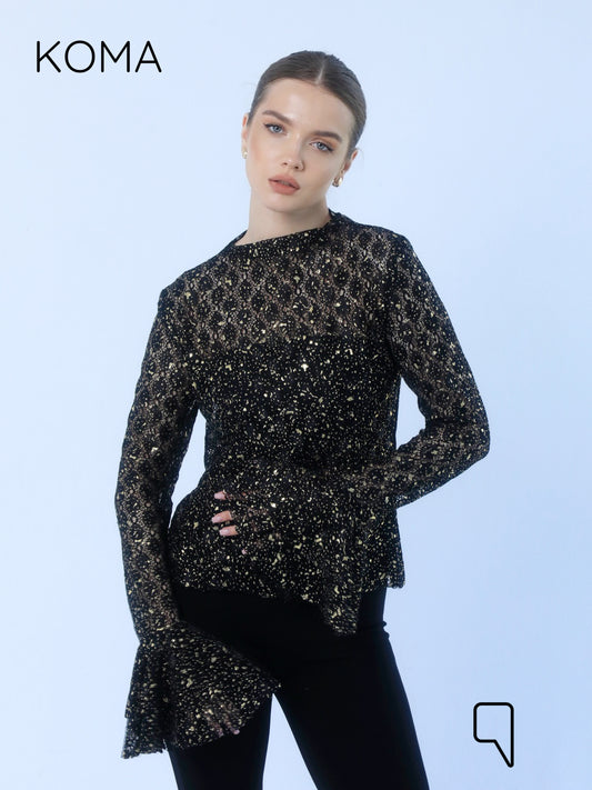 Chiara Dentil Blouse - Black Gold