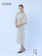 Eve Puff Sleeve Dress - Beige