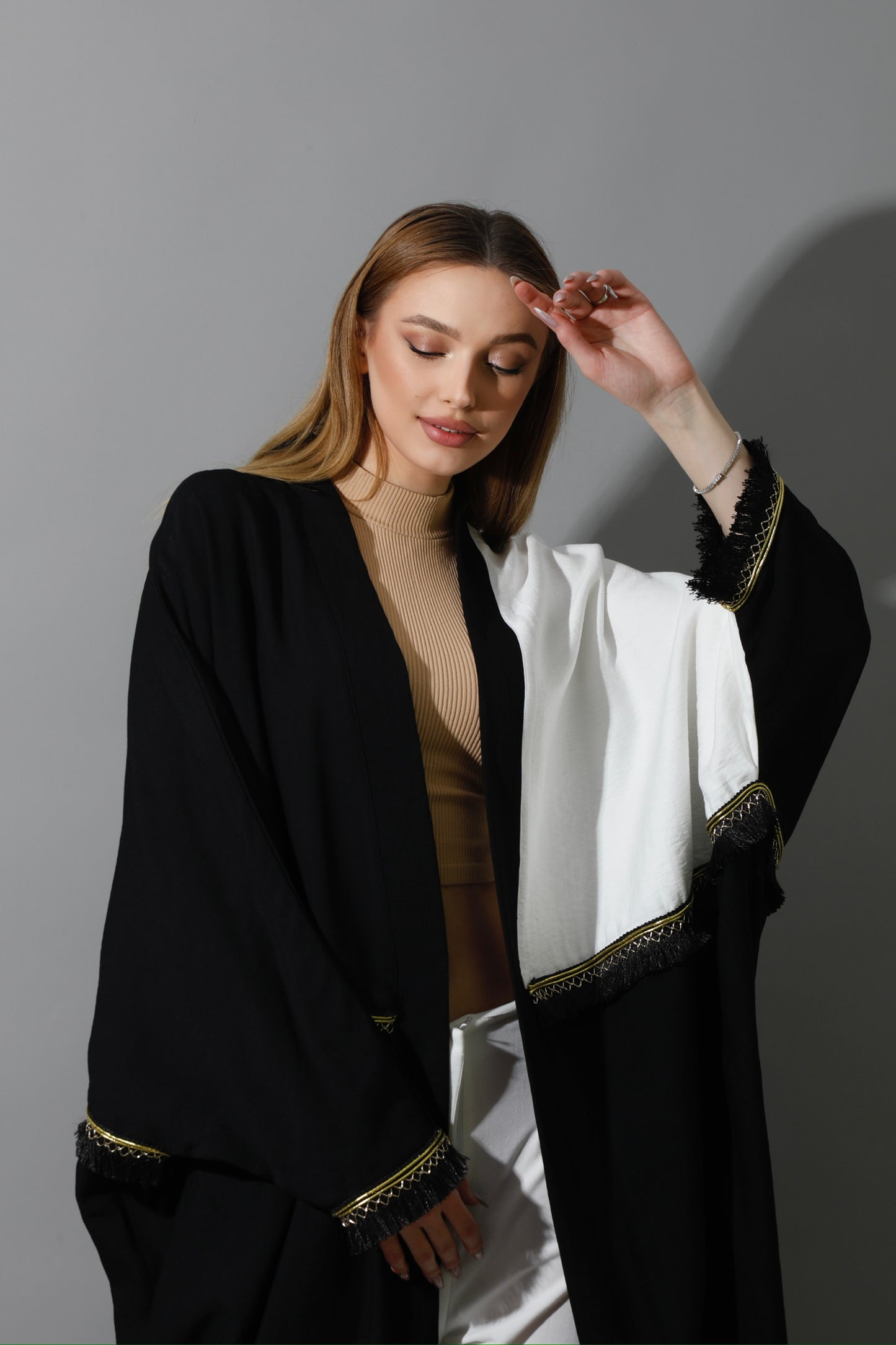 Lose Double Color Kaftan - Black X White