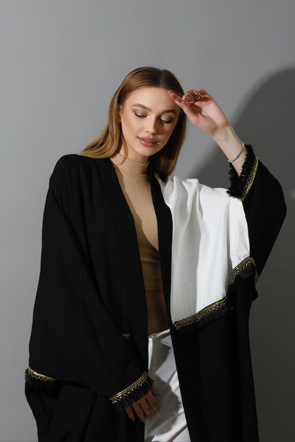 Lose Double Color Kaftan - Black X White