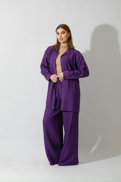 Co-Ord Long Sleeves Shirt - Purple
