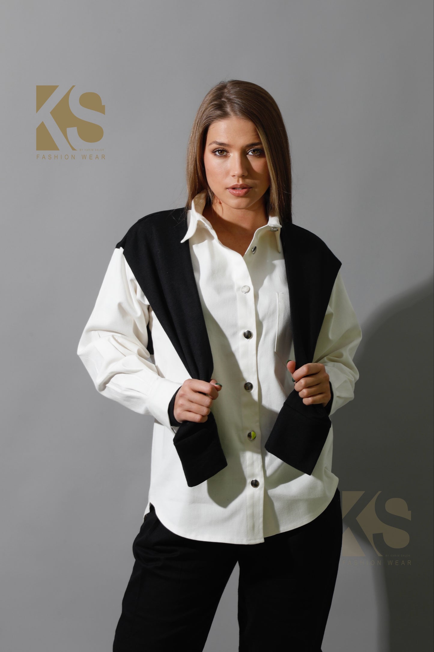 Double Sleeved Shirt - White & Black