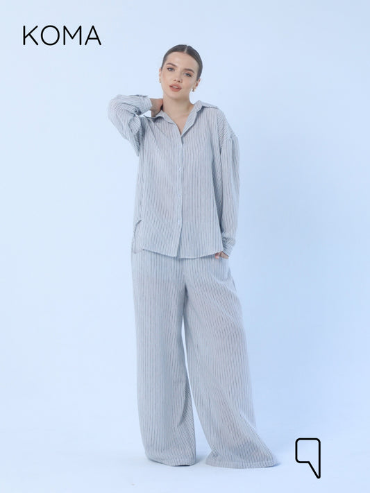 Matilda Wide Leg trousers - Striped Black