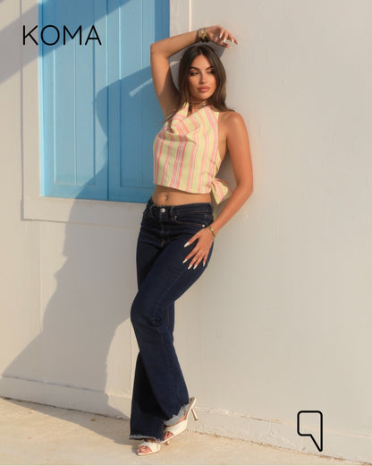 Ember Striped Tied Up Top - Yellow