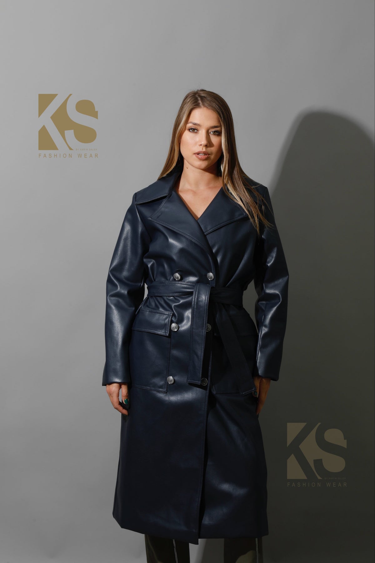 Textured Leather Coat - Dark Brown