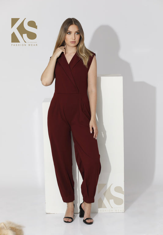 Wrapped Jumpsuit Sleeveless - Maroon