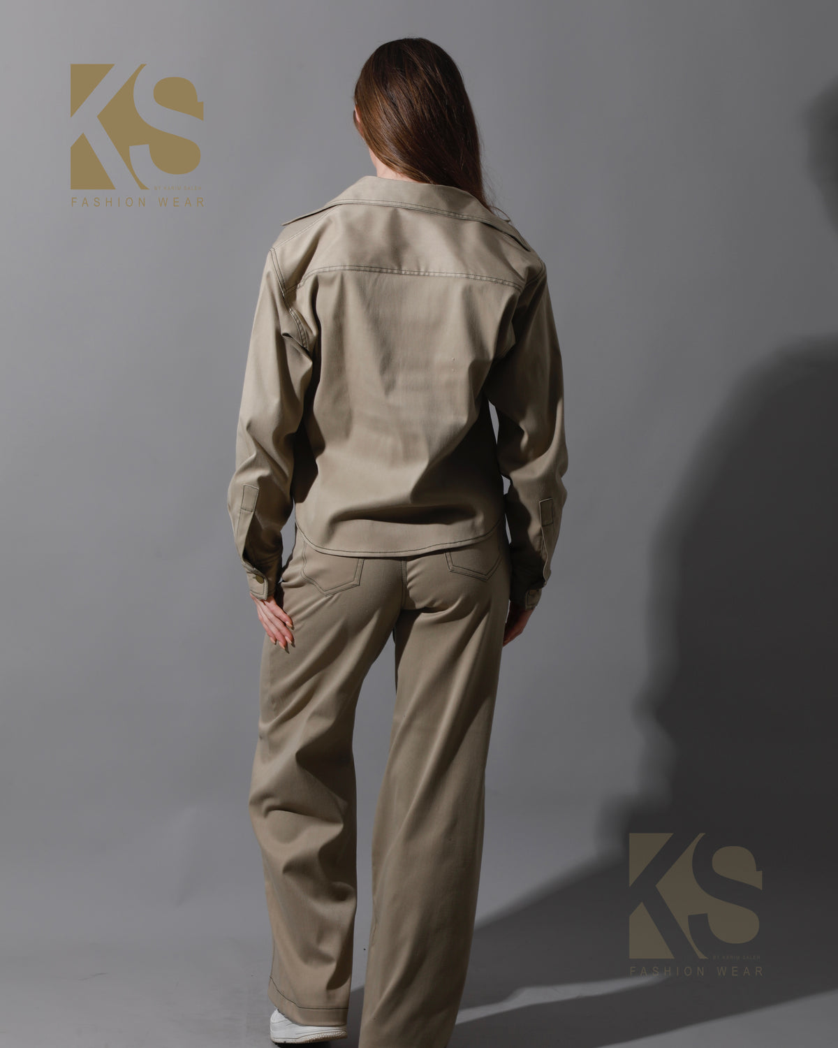 Co-Ord Gabardine Cutout Pants - Beige