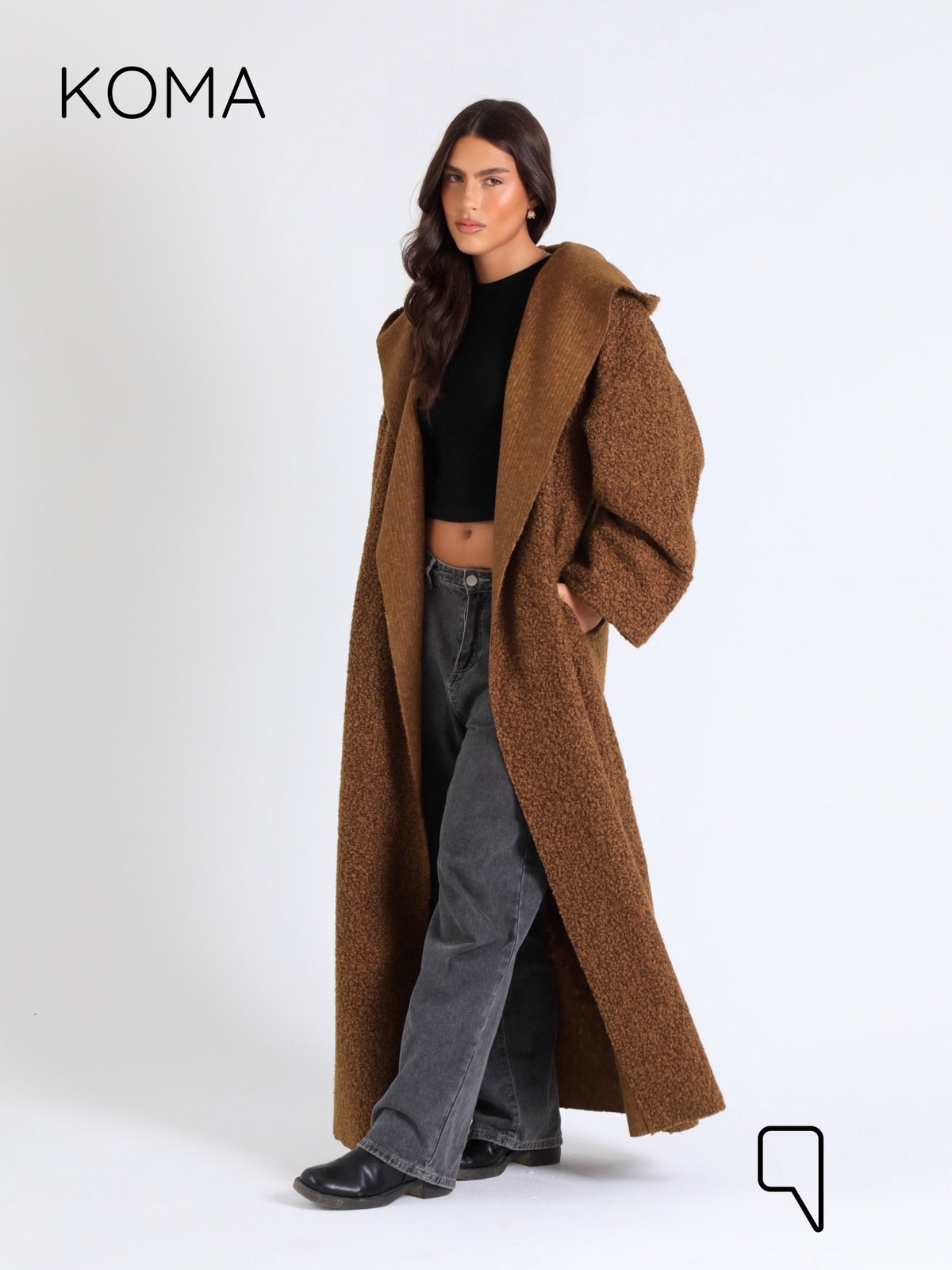 Arlette Hoodie Coat - Brown