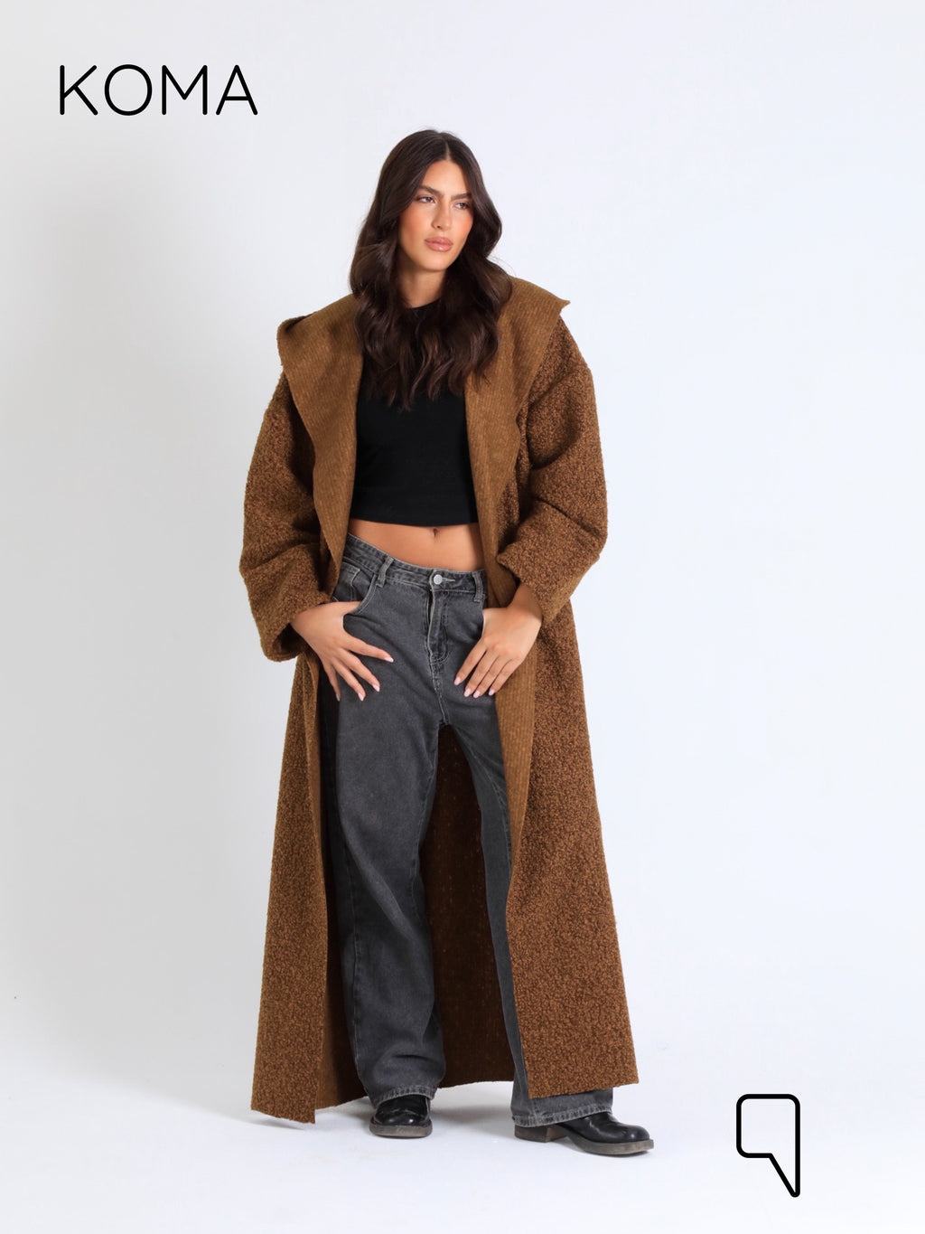 Arlette Hoodie Coat - Brown