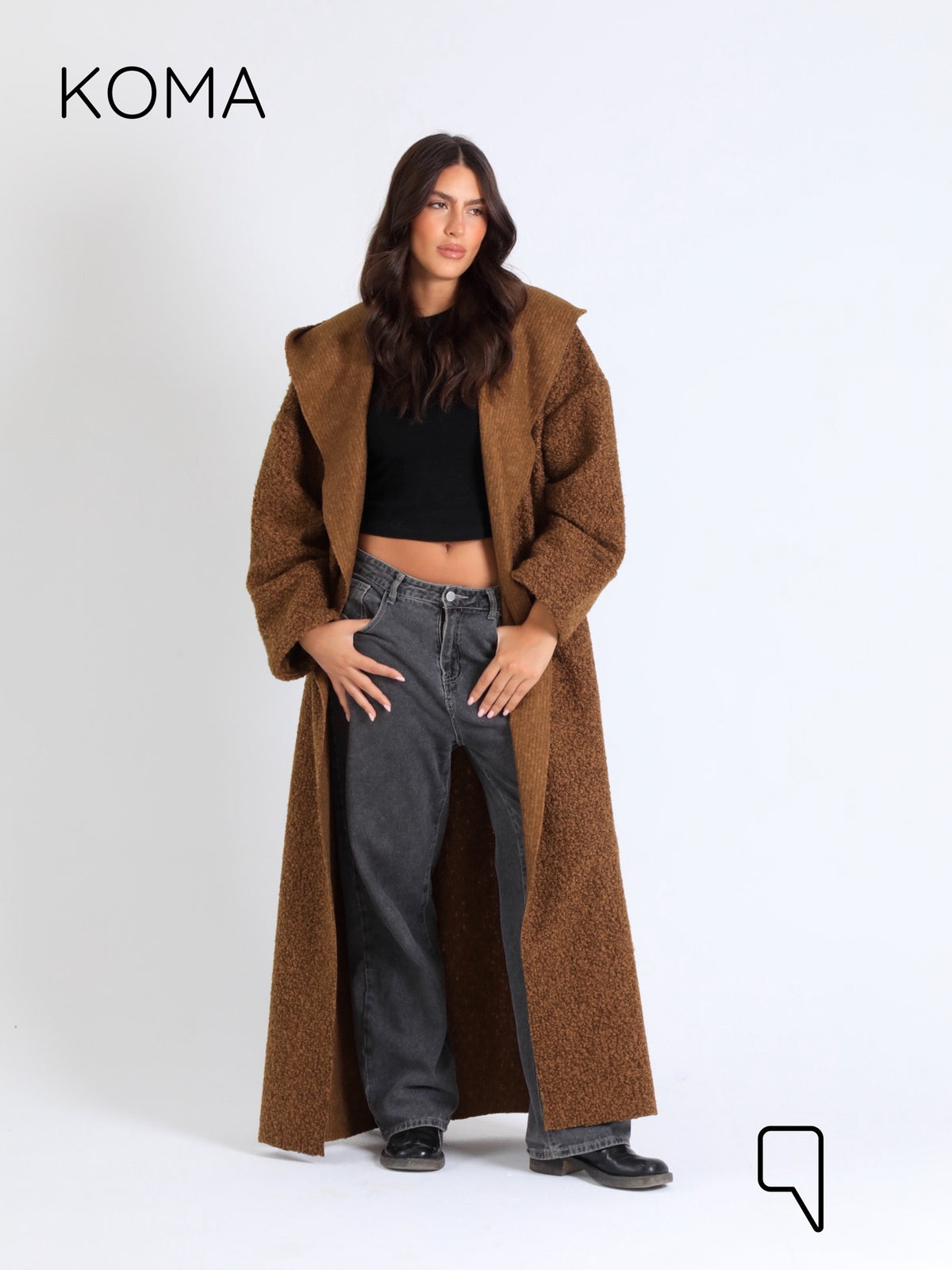 Arlette Hoodie Coat - Brown