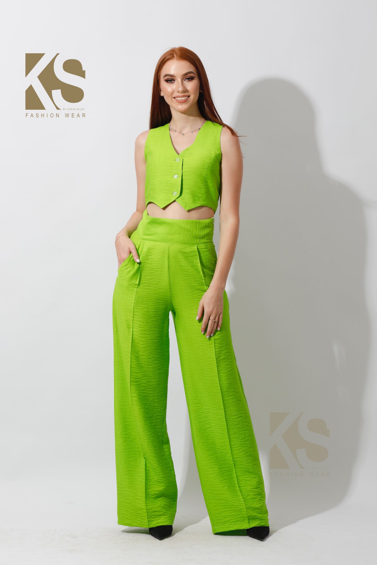 Co-Ord Vest Set - Lime Green