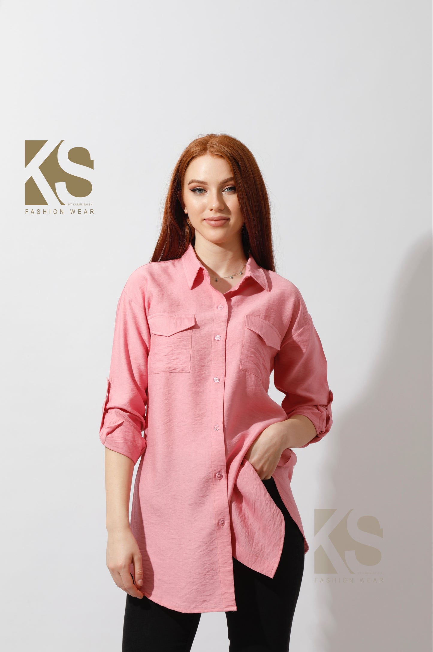 Shirt ‏with Two Pockets - Rose