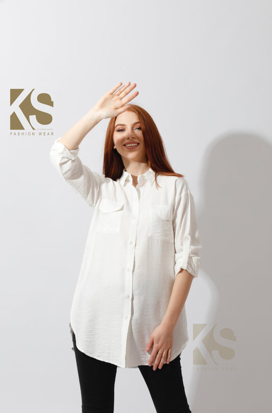 Shirt ‏with Two Pockets - White