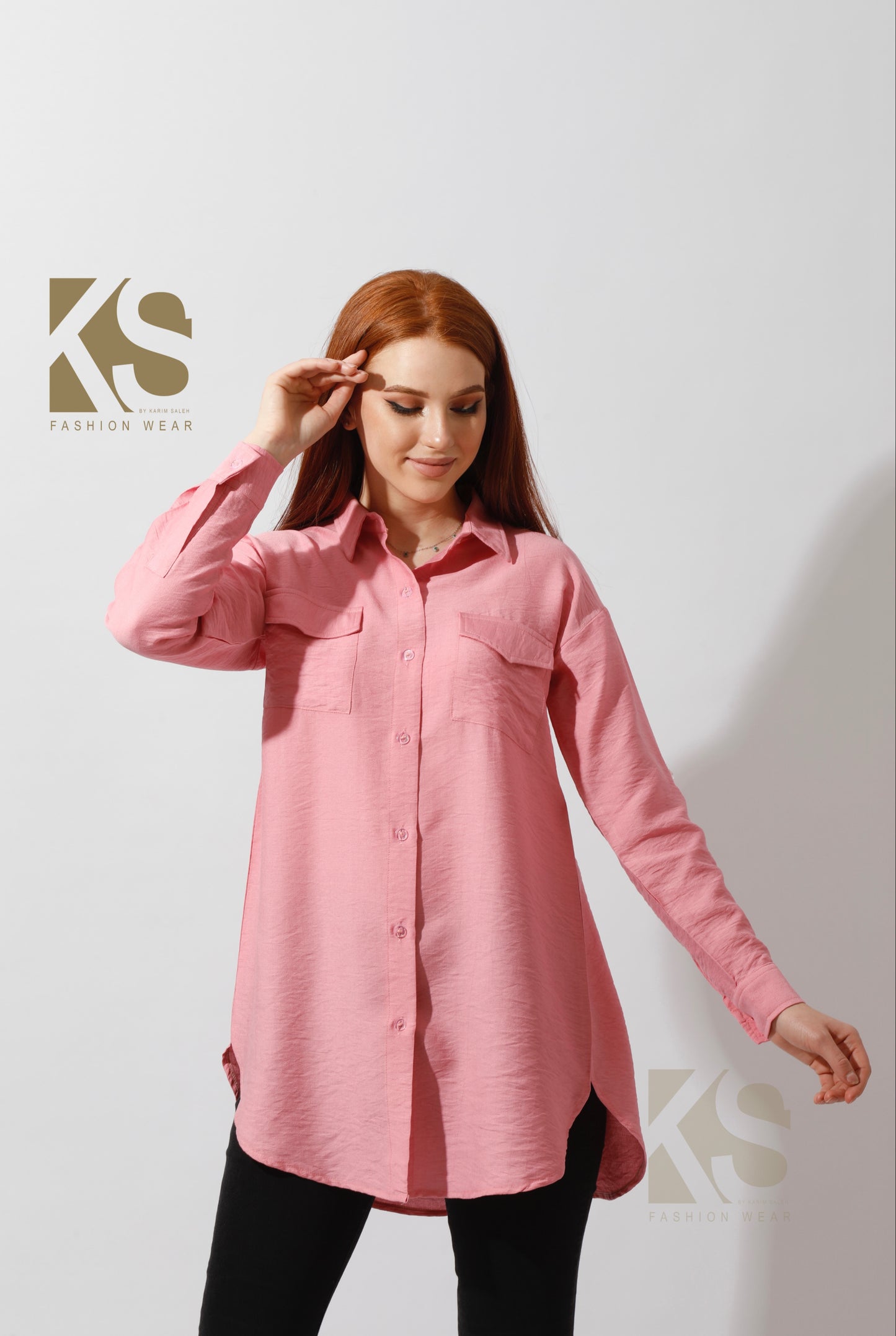 Shirt ‏with Two Pockets - Rose