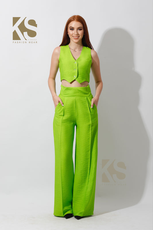 Co-Ord Vest Set - Lime Green
