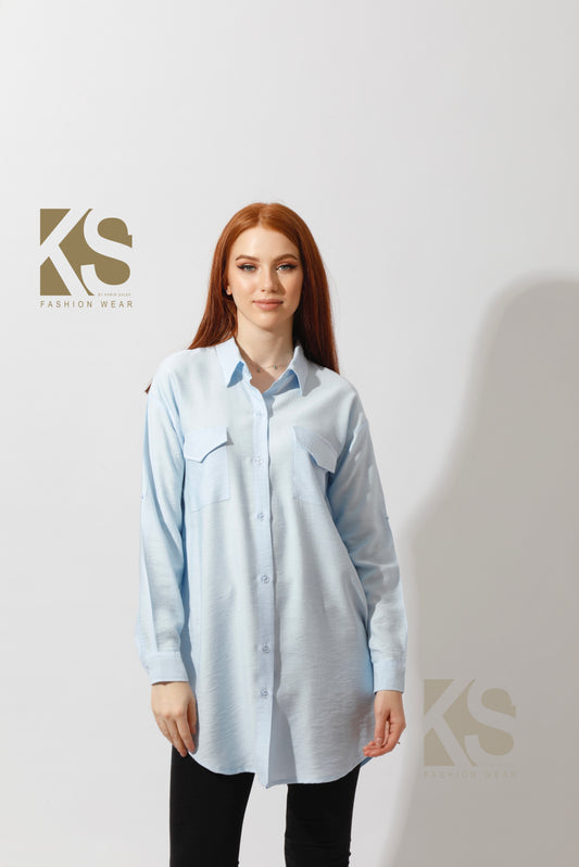 Shirt ‏with Two Pockets - Baby Blue