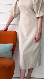 Eve Puff Sleeve Dress - Beige