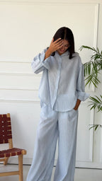 Matilda Long Sleeves Shirt - Striped Blue