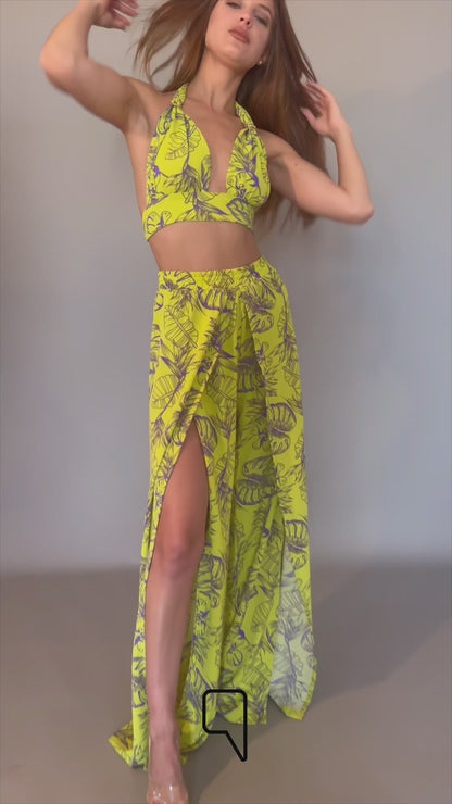 Kallie Bra Top & Pants Co-Ord - Lime Green
