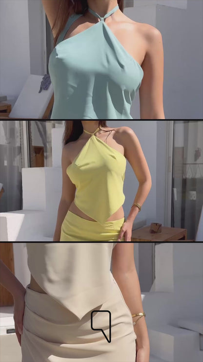 Kallie Tied Up Top & Mini Skirt Co-Ord - Yellow