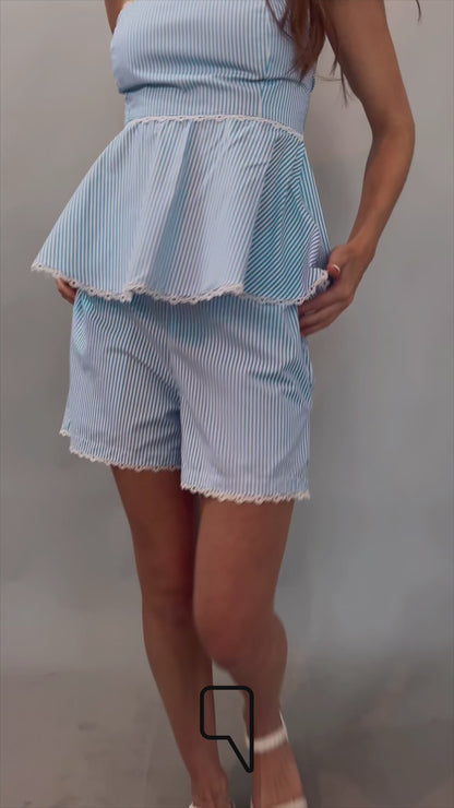 Fallon Gober Top & Short Co-Ord - Stripped Blue