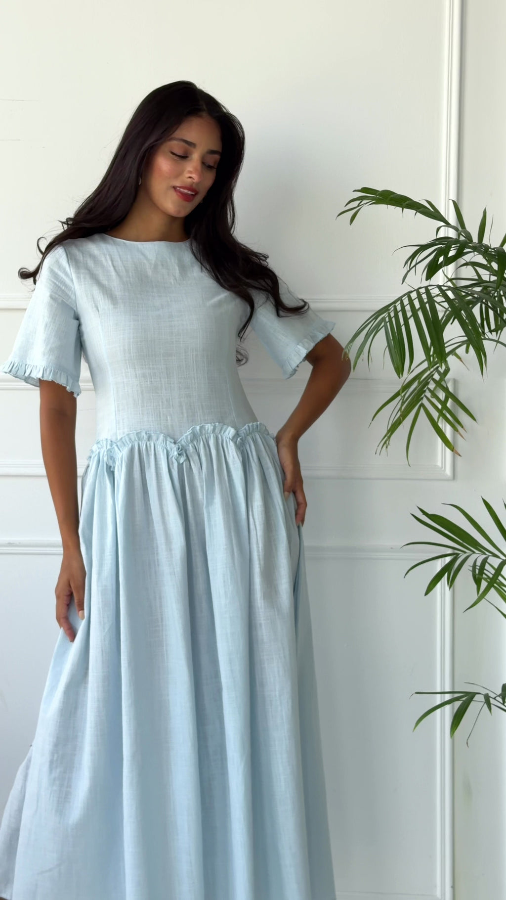 Eve Midi Blend Dress - Baby Blue