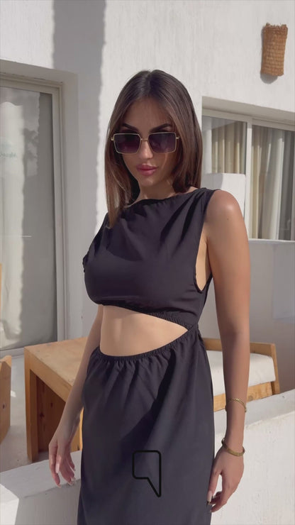 Paulina Cutout Beach Dress - Black