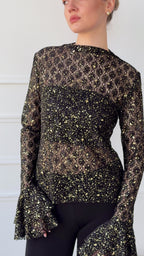 Chiara Dentil Blouse - Black Gold