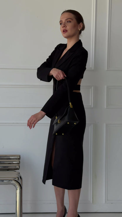 Marina Mid-Length Blazer Dress - Black
