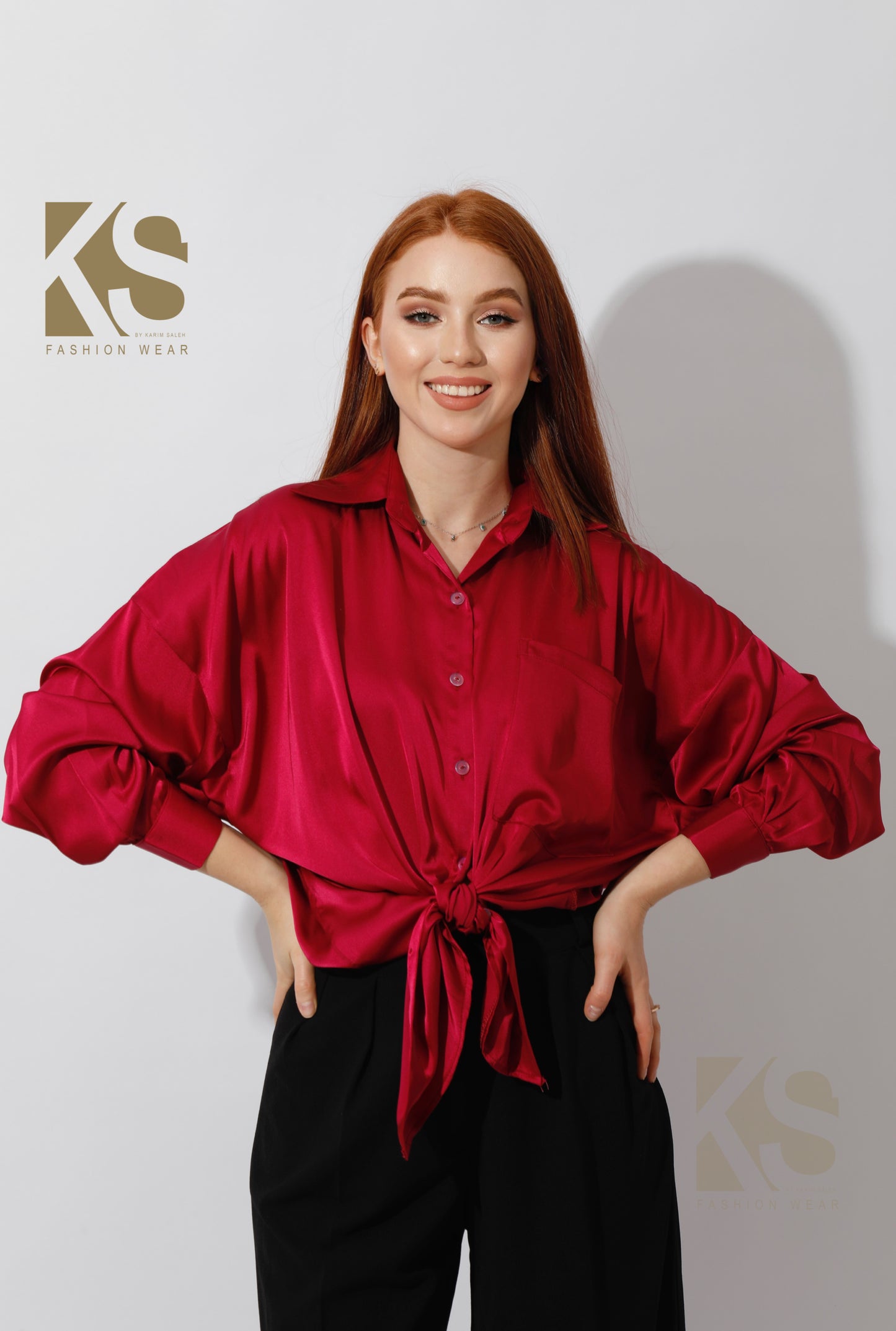 Oversized Satin Blouse - Orchid Purple