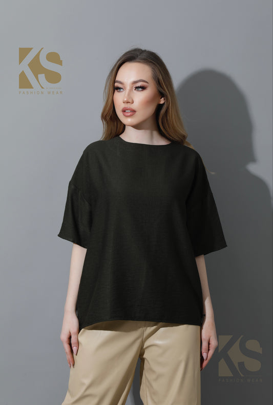 Blouse With Half Sleeves - Olive