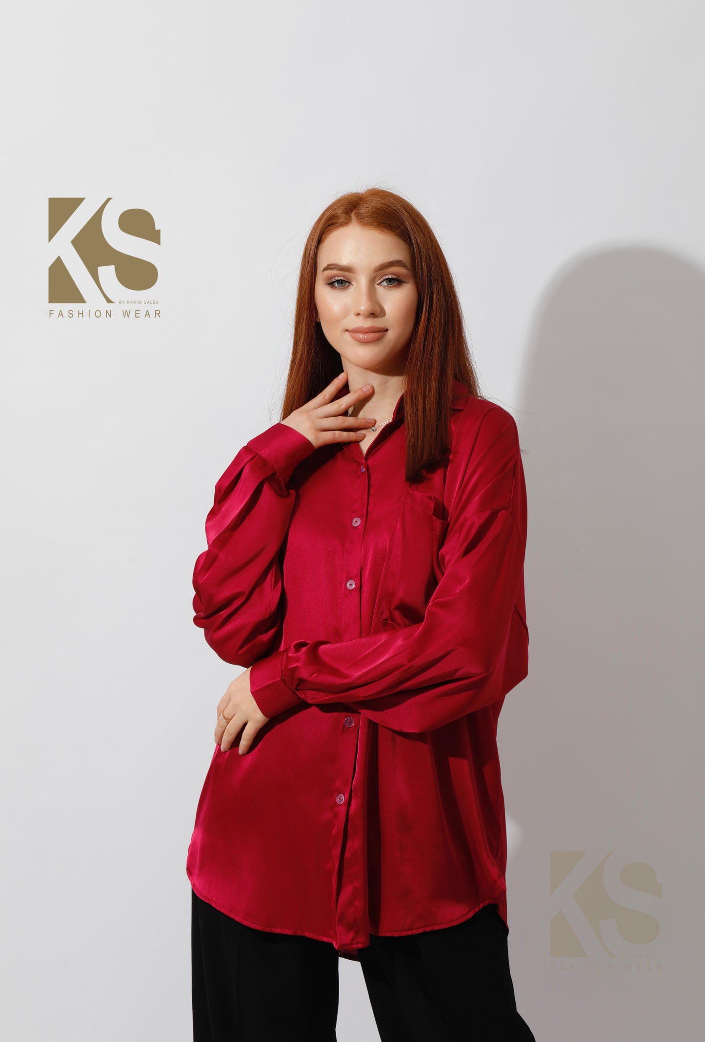 Oversized Satin Blouse - Orchid Purple