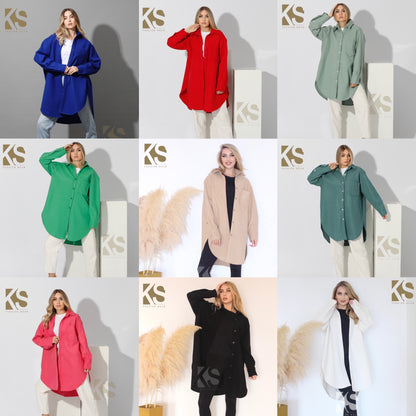 Woolen Oversized Shirt - Mint Green